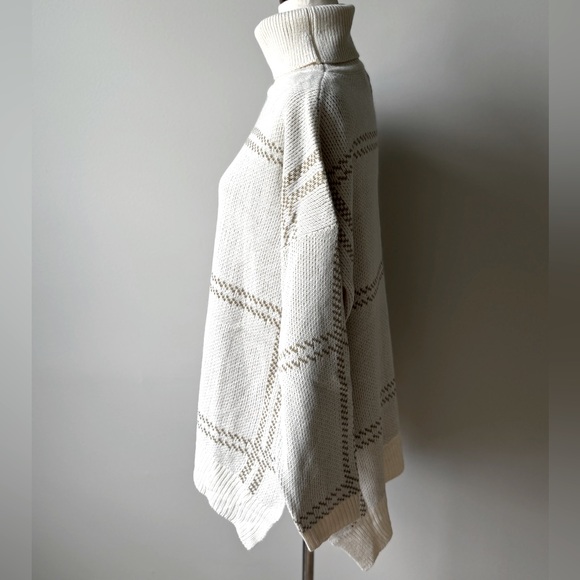 NWT | JODIFL | Grid Print Turtleneck Sweater | Cream & Taupe | Medium - Picture 4 of 6